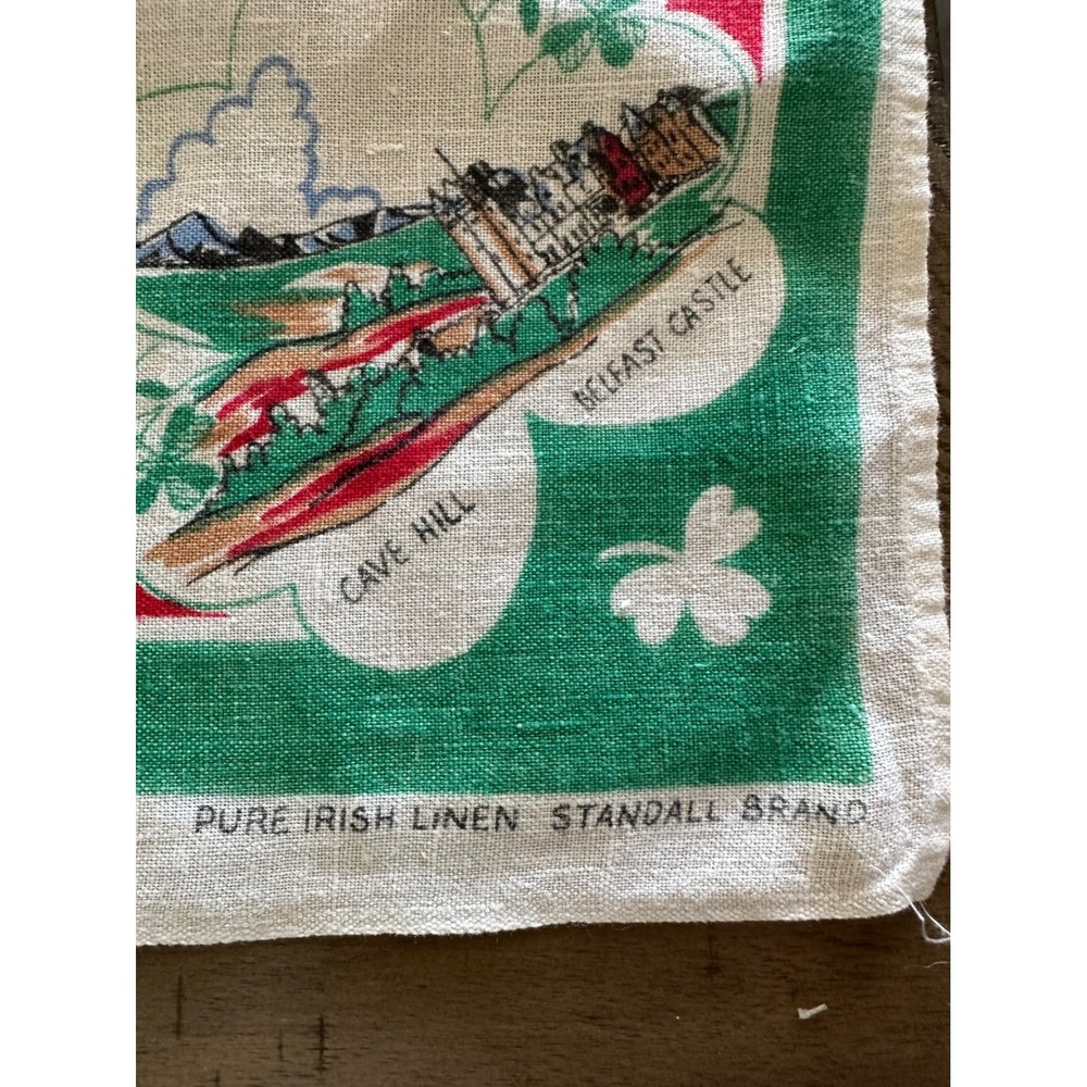 Vintage Pure Irish Linen Tea Towel Map of Ireland Souvenir, Mid-Century - Picture 2 of 4